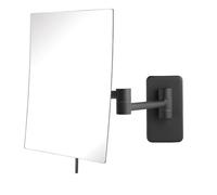 JERDON Wall Mount Makeup Mirror with 5X Magnification - 8.75” x 6.5” Rectangular Mirror Extends 14” - Black Finish - Model JP695BK