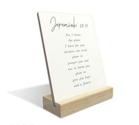 Jeremiah 29 11 Gifts, For I Know the Plans I Have for You Bible Verse Prayer Room Decor Desk Plaque With Wood Stand, Jeremiah 29:11 Wall Art, Christian Wood Sign for Home Office Shelf Decor