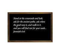 Jeremiah 6:16 Stand at The Crossroads And Look; Ask for The Ancient Paths Framed Wood Sign Wall Plaque 12x8in Wooden Wall Sign with Bible Verse,Farmhouse Bedroom Living Room Home Decor