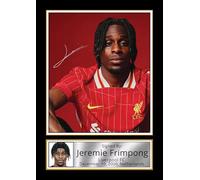 Jeremie Frimpong Signed Poster Print - Liverpool FC Football Memorabilia - Wall Art Tribute for Fans & Collectors, A4 Poster + Silver Frame