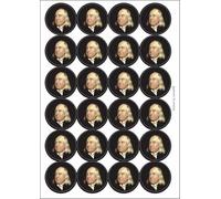 Jeremy Bentham Philosopher Circular Matt Paper Stickers A4 Sheet of 24 (Each Sticker is 45mm Diameter)
