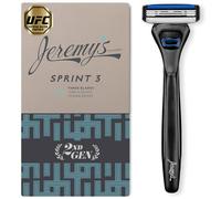 Jeremy's Razors for Men: Sprint 3 Blade Razor - Stainless Blades, Lubricating Strip, Pivoting Head - Men's Shaving Essentials Trial Kit, Travel Shaver Face Body Head Shavers (1 Razor 1 Cartridge)