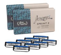 Jeremy's Razors for Men - Sprint 3 Razor Blade Refills - 8 Cartridges (Fits All 2nd Gen Jeremy's Razor Handles) - Stainless Steel, Lubricating Strip, Easy Rinse Design - Men's Shaving Blades Refill