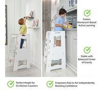 Jerenss Montessori Toddler Learning Tower: Step Stool For Kitchen Helper Kids Toddlers (2-6) White