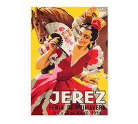 Jerez, Spain Vintage Spanish Travel Poster, Retro Spain Tourism Print, Decoration Wall Art Seville Landmark Bedroom Decor, A4 (Print Only) - 29.7x21cm