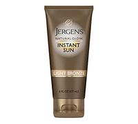 Jergens Natural Glow Instant Sun Sunless Tanning Moisturiser + Bronzer, Self Tanner, Light Bronze, for Natural-Looking Tan, 6 Ounce
