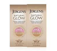 Jergens Natural Glow Self Tanning Face Moisturizer, Fair to Medium Skin Colour, SPF 20 Sunless Tan, Daily Face Sunscreen, Oil Free, Broad Spectrum Protection, 2 Oz, Pack of 2 (Packaging May Vary)