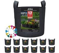 JERIA 12-Pack 20 Gallon, Vegetable/Flower/Plant Grow Bags, Aeration Fabric Pots with Handles (Black), Come with 12 Pcs Plant Labels