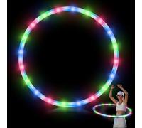 Jerify 1 Pcs 4 Pack LED Hoop Light up LED Glowing Lights Fitness Exercise Hoops 10 Color Changing Exercise Glowing Hoop for Halloween Party Favors Dance Dark Fitness (36 Inch)