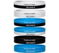 Jerify 12 Pcs God Is First Bracelet Im Second Bracelets Christian Rubber Inspirational Bible Verses Bracelets for Women Men Faith Gifts Religious Gifts, about 8 inch, Rubber, no gemstone