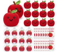 Jerify 12 Set Crochet Apple Teacher Appreciation Gifts with Cards Gift Bag Bulk Thank You for Helping Me Bloom Handmade Gifts from Students, Back to School Ideas, Employee and Family Elder