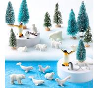 Jerify 32 Pieces Mini Arctic Animals Figurines Set Polar Animals Realistic Winter Toy Beluga Whale Seal Wolf for Party Favor Cake Decoration Craft (Mixed Set)