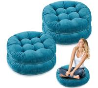 Jerify 4 Pcs Floor Pillows Cushions 22 x 22 Inch Round Square Large Meditation Floor Pillow for Adults Meditation Cushion for Seating Gift Christmas(Aquamarine,Round)