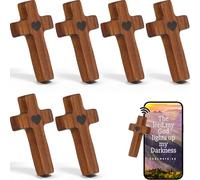 Jerify 6 Pcs Wooden Cross My Heart with NFC Function Wooden Handheld Pocket Prayer Crosses Touch to Read Bible Verse Cross Fidget Wood Crosses Jesus Christian Religious Gift for Christmas Baptism