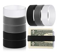 Jerify Set of 8 Money Bands Silicone Wallet Bands for Cash Cards Elastic Money Holder Elastic Rubber Straps, with 4 PVC Cards for Men Women, Black, Gray, White