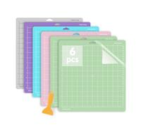 Jerilla 6pcs Cutting Mats for Cricut 12"x12" StandardGrip/LightGrip/StrongGrip/FabricGrip Set, Adhesive Non-Slip Craft Mat for Cricut Maker/Explore One/Air/Air 2 with Scraper