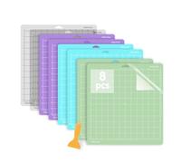 Jerilla 8pcs Cutting Mats for Cricut 12"x12" StandardGrip/LightGrip/StrongGrip/FabricGrip Set, Adhesive Non-Slip Craft Mat for Cricut Maker/Explore One/Air/Air 2 with Scraper