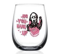 JERIO Halloween Ghostface Cup for Women Girls,15 Oz Horror Scary Face Theme Decor Wine Glass,Funny Horror Gift,Halloween Witchy Tabletop Drinkware Gifts for Adults Women