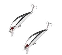 Jerkbait Fishing Lure, Electroplated Silver, 2 Pack | 5.5cm rattling minnow, high carbon treble hooks, mid-depth sink, bass trout walleye, Chrome mirror flash