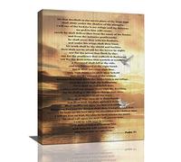 jerkboo Christian Scripture Wall Art Farmhouse Psalm 91 Wall Decor Country Christ Decoration Bible Verse Dove Pictures Canvas Painting Framed Artwork for Living Room Bathroom Bedroom Church 12''x16''