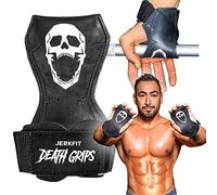 JerkFit Death Grips Pair - Premium Lifting Straps, Car Tire Grade Rubber PVC Wrist Straps for Shrugs, Pull Ups - Weight Lifting Straps with Neoprene Padded Support - Gym Straps for Palm Protection