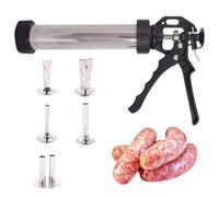 Jerky Gun Kit, Stainless Steel Jerky Maker with 5 Nozzles, Effortless Handle & Easy Cleaning, Beef Jerkys Making Tools, Sausage Stuffer for Diy Cooking, Meal Prepping Daily 1.5 lbs