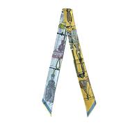 JERLA 100% Mulberry silk Scarf bag scarf Head Hair Ribbon Handbag Handle wrap Tie Bundle Neckerchief Scarf for women, Curtain Tassel Yellow, 45.67"X2.17"