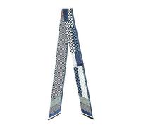 JERLA 100% Mulberry silk Scarf bag scarf Head Hair Ribbon Handbag Handle wrap Tie Bundle Neckerchief Scarf for women, Plaid Blue, 45.67"X2.17"