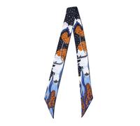 JERLA 100% Mulberry silk Scarf Bag scarf Head Hair Ribbon Handbag Handle wrap Tie Bundle Scarf Neckerchief Scarf for women, Blue Firefly, 47.24"x2.17"