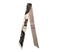 JERLA 100% Mulberry silk Scarf bag scarf Head Hair Ribbon Handbag Handle wrap Tie Bundle Scarf Neckerchief Scarf for women, Chain Saddle Black, 47.24"X 2.17"