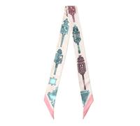 JERLA 100% Mulberry silk Scarf Bag scarf Head Hair Ribbon Handbag Handle wrap Tie Bundle Scarf Neckerchief Scarf for women, Blue and Pink Build, 47.24"x2.17"
