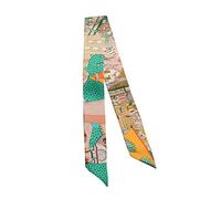 JERLA 100% Mulberry silk Scarf Bag scarf Head Hair Ribbon Handbag Handle wrap Tie Bundle Scarf Neckerchief Scarf for women, Leopard Green