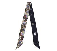 JERLA 100% Mulberry silk Scarf Bag scarf Head Hair Ribbon Handbag Handle wrap Tie Bundle Scarf Neckerchief Scarf for women, Black Butterfly, 47.24"x2.17"