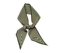 JERLA 100% Mulberry silk Scarf Bag scarf Head Hair Ribbon Handbag Handle wrap Tie Bundle Scarf Neckerchief Scarf for women, Stripe Green, 47''X4''