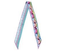 JERLA 100% Mulberry silk Scarf Bag scarf Head Hair Ribbon Handbag Handle wrap Tie Bundle Scarf Neckerchief Scarf for women, Blue and Purple Horse, 47.24"x2.17"