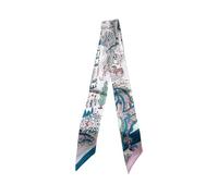 JERLA 100% Mulberry silk Scarf Head Hair Ribbon Handbag Handle wrap Tie Bundle Neckerchief Scarf for women, World Blue and Pink, 33.5"×1.97"