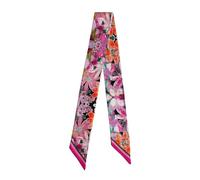 JERLA 100% Mulberry silk Scarf Head Hair Ribbon Handbag Handle wrap Tie Bundle Neckerchief Scarf for women, Oil Painting Purplish Red, 33.5"×1.97"