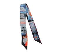 JERLA 100% Mulberry silk Scarf Head Hair Ribbon Handbag Handle wrap Tie Bundle Scarf Neckerchief Scarf for women, Armored Warrior Black, 33.5"×1.97"