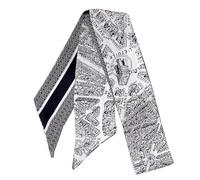 JERLA 100% Mulberry Silk Scarf Head Hair Ribbon Handbag Handle Wrap Tie Bundle Scarf Neckerchief Scarf for Women, Paris City White, 33.5"×1.97"