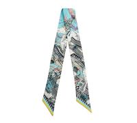JERLA 100% Mulberry silk Scarf Head Hair Ribbon Handbag Handle wrap Tie Bundle Scarf Neckerchief Scarf for women, Saddle Navy Blue, 33.5"×1.97"