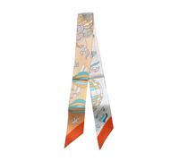 JERLA 100% Mulberry silk Scarf Head Hair Ribbon Handbag Handle wrap Tie Bundle Scarf Neckerchief Scarf for women, Balloon Orange, 33.5"×1.97"