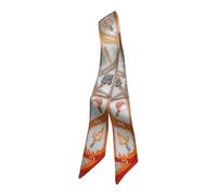 JERLA 100% Mulberry silk Scarf Head Hair Ribbon Handbag Handle wrap Tie Bundle Scarf Neckerchief Scarf for women, Ice Cream Orange, 33.5"×1.97"