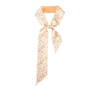 JERLA 100% Mulberry silk Scarf Head Hair Ribbon Handbag Handle wrap Tie Bundle Scarf Neckerchief Scarf for women, Orange Floral