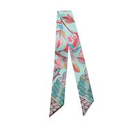 JERLA 100% Mulberry silk Scarf Head Hair Ribbon Handbag Handle wrap Tie Bundle Scarf Neckerchief Scarf for women, Branch Blue, 33.5"×1.97"