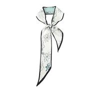 JERLA 100% Mulberry silk Scarf Head Hair Ribbon Handbag Handle wrap Tie Bundle Scarf Neckerchief Scarf for women, Green Flower
