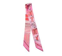 JERLA 100% Mulberry silk Scarf Head Hair Ribbon Handbag Handle wrap Tie Bundle Scarf Neckerchief Scarf for women, Horse Pink, 33.5"×1.97"