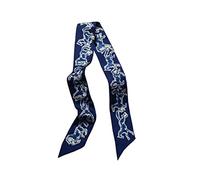 JERLA 100% Mulberry silk Scarf Head Hair Ribbon Handbag Handle wrap Tie Bundle Scarf Neckerchief Scarf for women, Blue Horse, 33.5"×1.97"