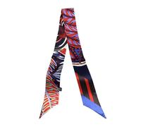 JERLA 100% Mulberry silk Scarf Head Hair Ribbon Handbag Handle wrap Tie Bundle Scarf Neckerchief Scarf for women, Jungle Black and Red, 33.5"×1.97"