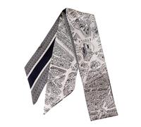 JERLA 100% Mulberry silk Scarf Head Hair Ribbon Handbag Handle wrap Tie Bundle Scarf Neckerchief Scarf for women, Paris City Beige, 33.5"×1.97"