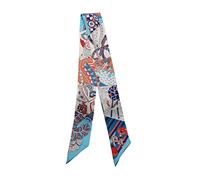 JERLA 100% Mulberry silk Scarf Head Hair Ribbon Handbag Handle wrap Tie Bundle Scarf Neckerchief Scarf for women, Blue Orange